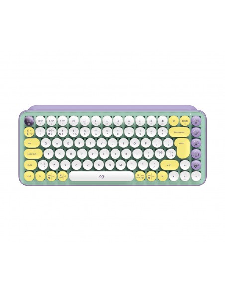 Logitech Pop Keys teclado RF Wireless + Bluetooth QWERTY Inglés del Reino Unido Color menta, Violeta, Blanco, Amarillo