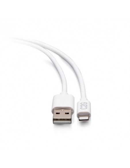 C2G Cable de sincronización y de carga de macho USB-A a macho Lightning, 0,9 m (3 ft), blanco