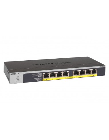 NETGEAR GS108LP No administrado Gigabit Ethernet (10 100 1000) Energía sobre Ethernet (PoE) 1U Negro, Gris