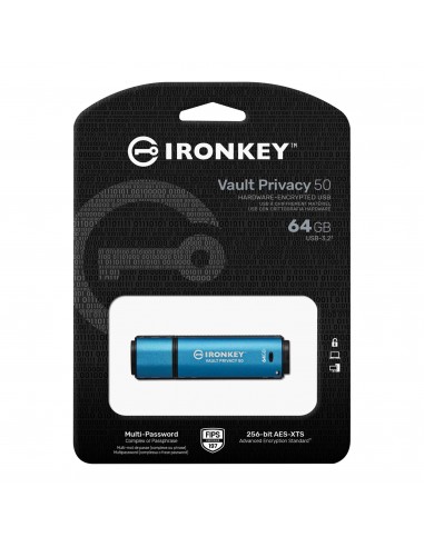 Kingston Technology IronKey Vault Privacy 50 unidad flash USB 64 GB USB tipo A 3.2 Gen 1 (3.1 Gen 1) Azul