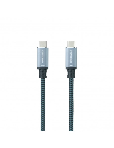 Nanocable Cable USB 3.1 Gen2 10Gbps 5A, 4K 60Hz, USB-C M-USB-C M, Gris Negro, 1 m