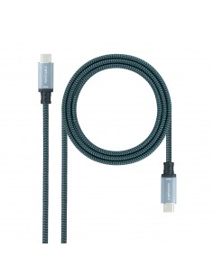 Nanocable Cable USB 3.1 Gen2 10Gbps 5A, 4K 60Hz, USB-C M-USB-C M, Gris Negro, 1.5 m