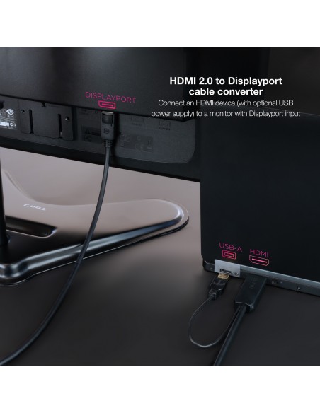 Nanocable Cable Conversor HDMI 2.0 a DisplayPort V1.2, 1.8 m, Negro