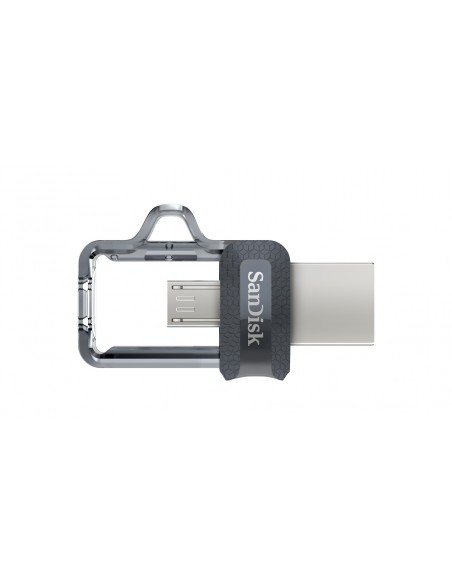 SanDisk Ultra Dual m3.0 unidad flash USB 256 GB USB Type-A   Micro-USB 3.2 Gen 1 (3.1 Gen 1) Negro, Plata, Transparente