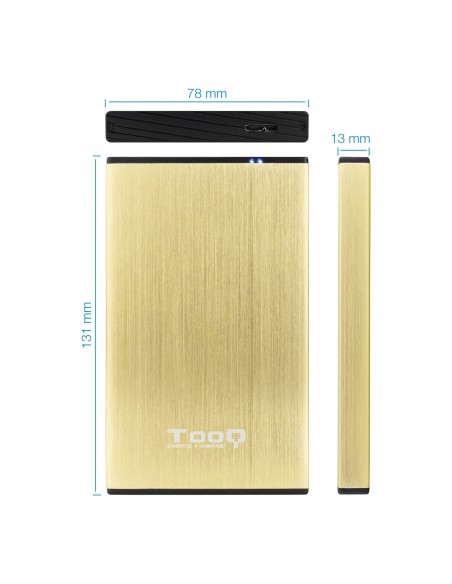 TooQ TQE-2527GD caja para disco duro externo Caja de disco duro (HDD) Negro, Oro 2.5"