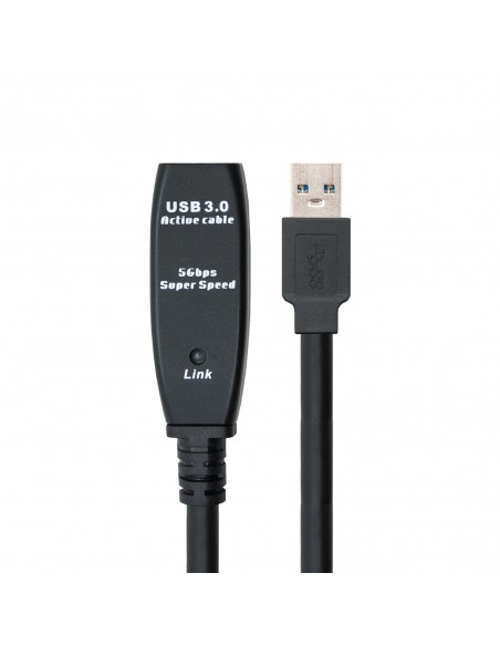 Nanocable Cable USB 3.0 prolongador con amplificador, tipo A M-A H, 10m