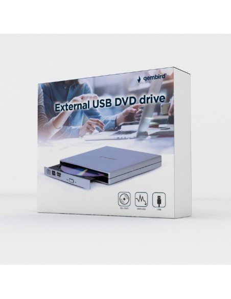 Gembird DVD-USB-02-SV unidad de disco óptico DVD±RW Plata Gembird DVD-USB-02-SV unidad de disco óptico DVD±RW Plata