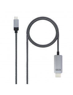 Nanocable 10.15.5102 adaptador de cable de vídeo 1,8 m USB Tipo C HDMI Aluminio, Negro