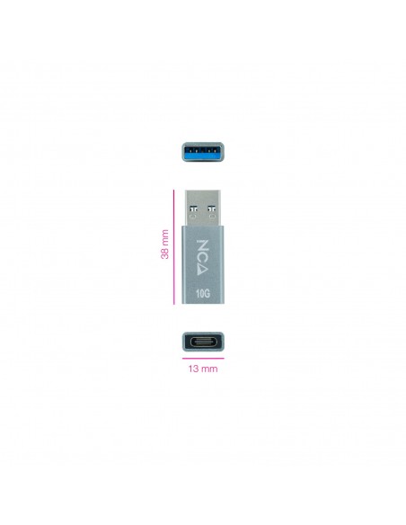 Nanocable Adaptador USB-A 3.1 GEN2 a USB-C, USB-A M-USB-C H, Gris