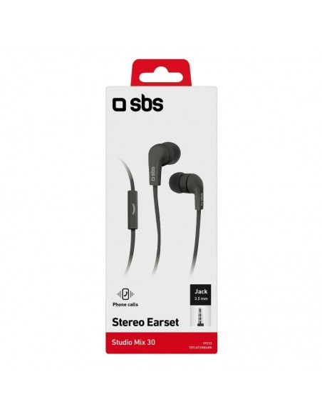 SBS TEFLAT2INEARK auricular y casco Auriculares Alámbrico Dentro de oído Llamadas Música Negro