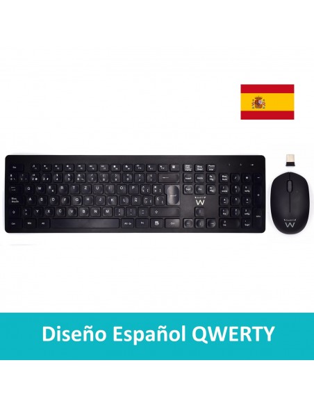 Ewent EW3256 teclado Ratón incluido RF inalámbrico QWERTY Español Negro