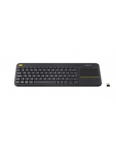 Logitech K400 Plus Tv teclado RF inalámbrico AZERTY Belga Negro
