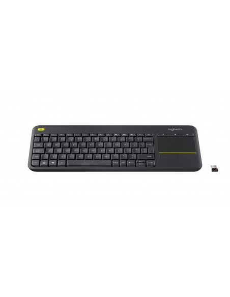 Logitech K400 Plus Tv teclado RF inalámbrico AZERTY Belga Negro