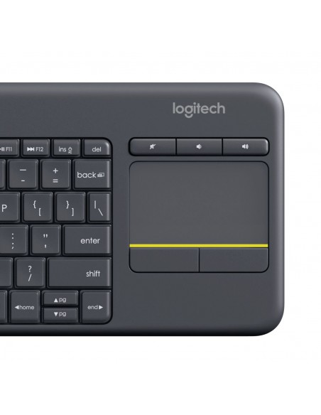 Logitech K400 Plus Tv teclado RF inalámbrico AZERTY Belga Negro