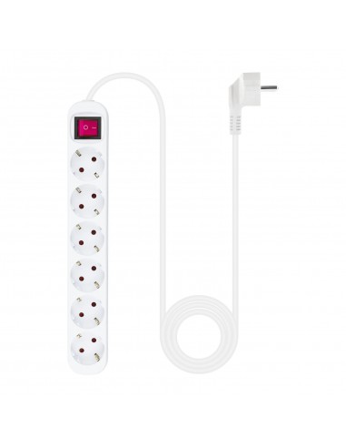 Nanocable Regleta de enchufes de 6 tomas con interruptor, 1.4 metros Blanca