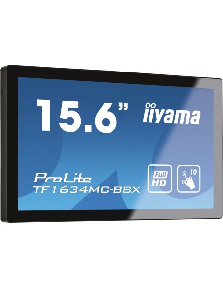 iiyama ProLite TF1634MC-B8X pantalla para PC 39,6 cm (15.6") 1920 x 1080 Pixeles Full HD LED Pantalla táctil Multi-usuario Negro