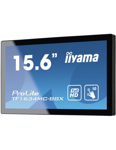 iiyama ProLite TF1634MC-B8X pantalla para PC 39,6 cm (15.6") 1920 x 1080 Pixeles Full HD LED Pantalla táctil Multi-usuario Negro