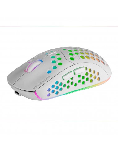 Mars Gaming MMW3W, Ratón Gaming Inalámbrico, RGB Flow, Ultraligero 79g, 3200DPI, Blanco