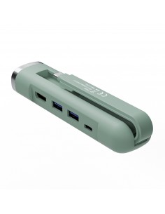 Ewent EW1148 base para portátil y replicador de puertos Alámbrico USB 3.2 Gen 1 (3.1 Gen 1) Type-C Verde