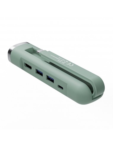 Ewent EW1148 base para portátil y replicador de puertos Alámbrico USB 3.2 Gen 1 (3.1 Gen 1) Type-C Verde