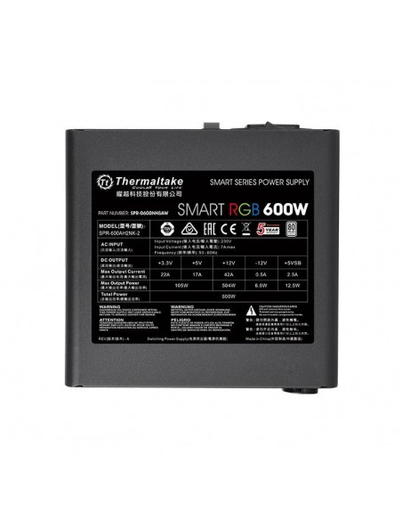 Thermaltake Smart RGB unidad de fuente de alimentación 600 W 20+4 pin ATX ATX Negro