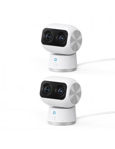 Eufy Security Indoor Cam S350, cámara doble, cámara de seguridad con resolución 4K UHD, zoom de 8× y PTZ de 360°, IA para