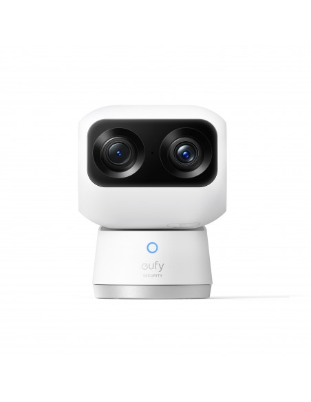Eufy Security Indoor Cam S350, cámara doble, cámara de seguridad con resolución 4K UHD, zoom de 8× y PTZ de 360°, IA para