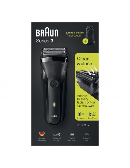 Braun Series 3 301s Máquina de afeitar de láminas Recortadora Negro