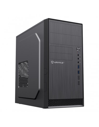 UNYKAch Caja Ordenador AERO C12 Micro ATX Negra, Con dos puertos USB 3.0 y dos puertos USB Type C 2.0