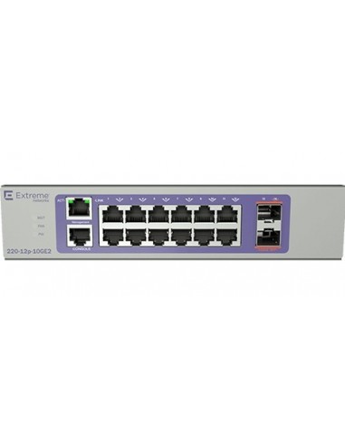 Extreme networks 220-12P-10GE2 Gestionado L2 L3 Gigabit Ethernet (10 100 1000) Energía sobre Ethernet (PoE) 1U Bronce, Púrpura