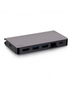 C2G Base compacta USB-C 5 en 1 con alimentación HDMI, 2 USB-A, Ethernet y USB-C de hasta 100 W - 4K 30 Hz