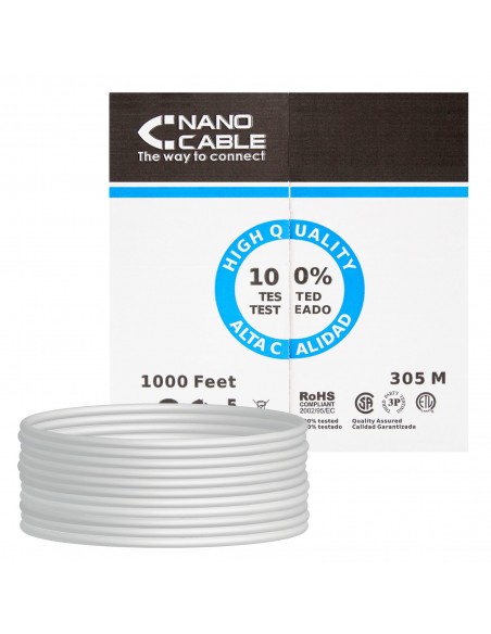 Nanocable CABLE RED RJ45 CAT.6 UTP RIGIDO AWG24, 305 M