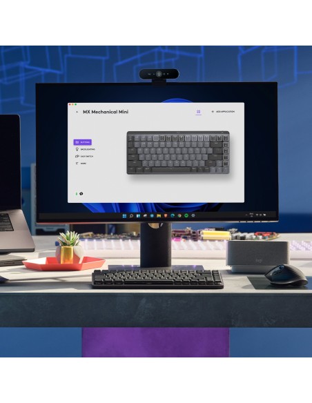 Logitech MX Mini Mechanical teclado RF Wireless + Bluetooth QWERTZ Suizo Grafito, Gris