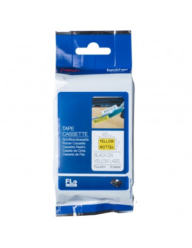 Brother FLE6511 cinta para impresora de etiquetas Negro sobre amarillo