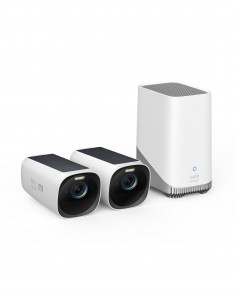 Eufy Kit de 2 cámaras eufyCam 3 de Security, cámara de seguridad 4K con panel solar integrado, IA de reconocimiento facial,