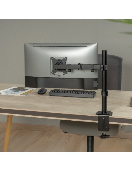 AISENS Soporte de Mesa ECO Giratorio e Inclinable para Monitor TV 9Kg (3 Pivotes, 1 Brazo) de 17-32, Negro