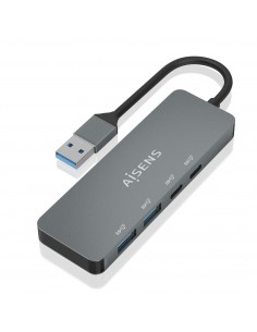AISENS Hub USB 3.2 Gen2 10G USB-A, USB-A M-2xUSB-C H-2xUSB-A H, Gris, 15cm