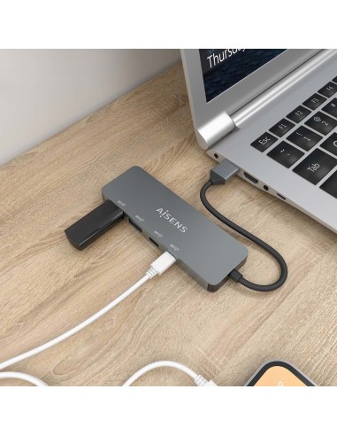 AISENS Hub USB 3.2 Gen2 10G USB-A, USB-A M-2xUSB-C H-2xUSB-A H, Gris, 15cm