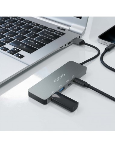 AISENS Hub USB 3.2 Gen2 10G USB-A, USB-A M-2xUSB-C H-2xUSB-A H, Gris, 15cm