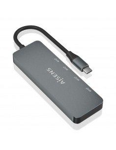 AISENS Hub USB 3.2 Gen2 10G USB-C, USB-C M-2xUSB-C H-2xUSB-A H, Gris, 15cm 2