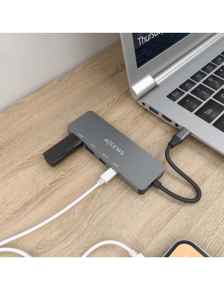 AISENS Hub USB 3.2 Gen2 10G USB-C, USB-C M-2xUSB-C H-2xUSB-A H, Gris, 15cm AISENS Hub USB 3.2 Gen2 10G USB-C, USB-C M-2xUSB-C H-2xUSB-A H, Gris, 15cm