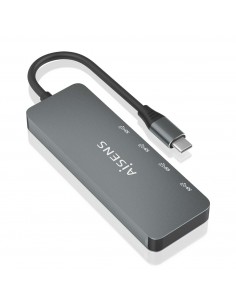 AISENS Hub USB 3.2 Gen2 10G USB-C, USB-C M-4xUSB-C H, Gris, 15cm 2