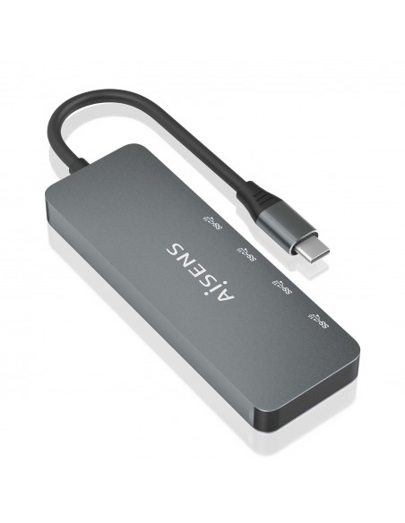 AISENS Hub USB 3.2 Gen2 10G USB-C, USB-C M-4xUSB-C H, Gris, 15cm