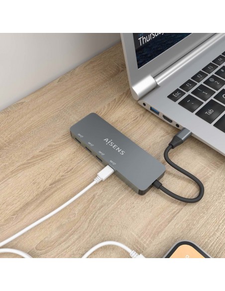 AISENS Hub USB 3.2 Gen2 10G USB-C, USB-C M-4xUSB-C H, Gris, 15cm AISENS Hub USB 3.2 Gen2 10G USB-C, USB-C M-4xUSB-C H, Gris, 15cm