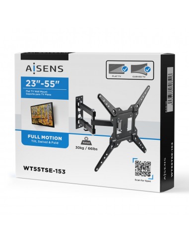 AISENS Soporte Eco Giratorio, Inclinable Para Monitor TV 30kg (3 Pivotes) De 23-55, Negro