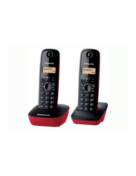 Panasonic KX-TG1612 Teléfono DECT Identificador de llamadas Negro, Rojo