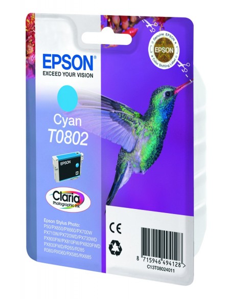 Epson Hummingbird Cartucho T0802 cian (etiqueta RF)