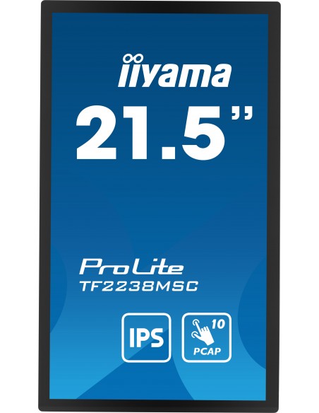 iiyama PROLITE Pizarra de caballete digital 55,9 cm (22") LED 600 cd   m² Full HD Negro Pantalla táctil