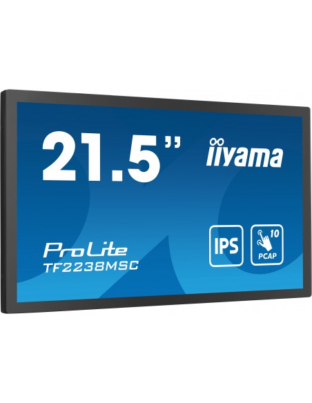 iiyama PROLITE Pizarra de caballete digital 55,9 cm (22") LED 600 cd   m² Full HD Negro Pantalla táctil