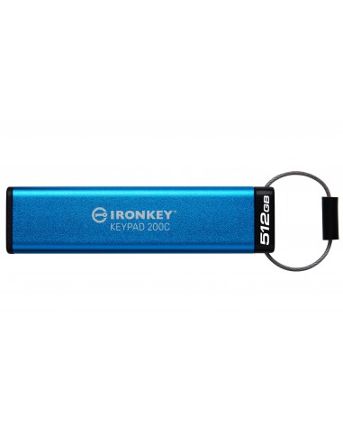 Kingston Technology IronKey Keypad 200 unidad flash USB 512 GB USB Tipo C 3.2 Gen 1 (3.1 Gen 1) Azul